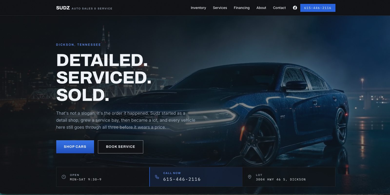 Sudz Auto Sales website